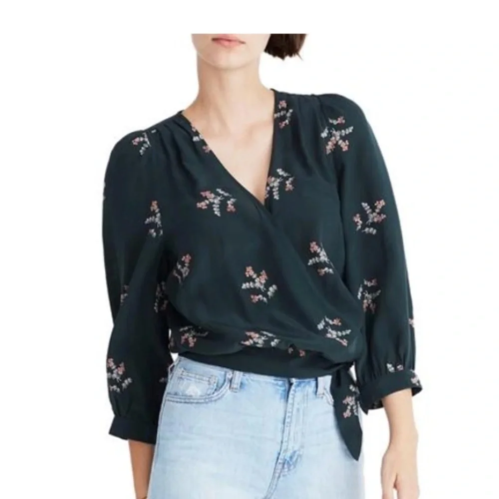 NEW! Madewell silk Floral Wrap Top - Picture 1 of 4